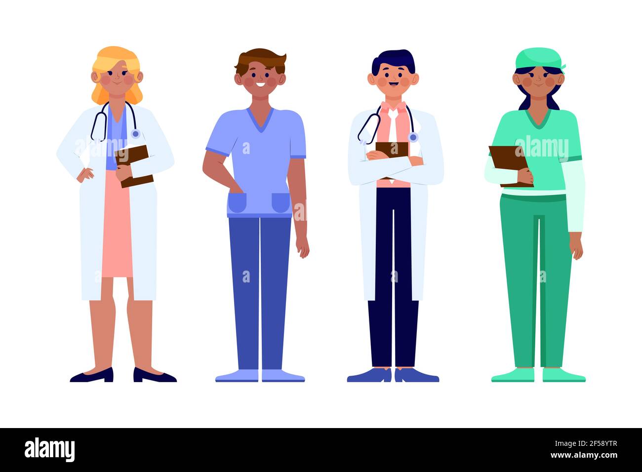 Flat doctors and nurses illustration Vector illustration Stock Vector ...