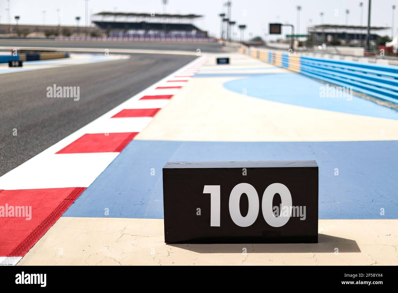 Sakhir, Bahrain. 25th Mar, 2021. Circuit atmosphere 100 meter brake