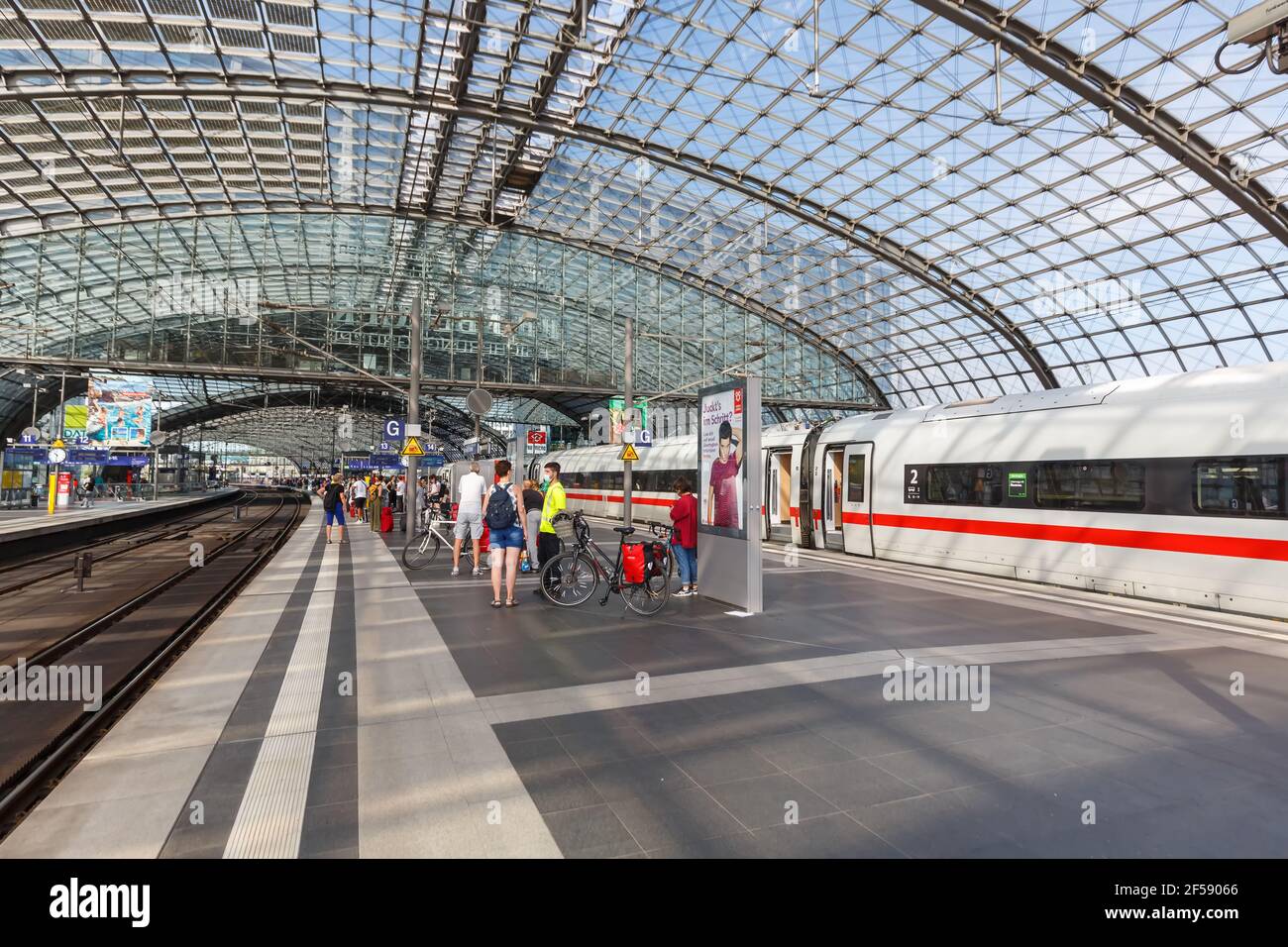 Berlin, Germany - August 20, 2020: ICE 4 high-speed train at Berlin main railway station Hauptbahnhof Hbf in Germany. Stock Photo