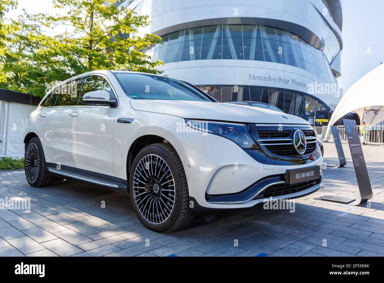 Stuttgart, Germany - September 15, 2019: Mercedes-Benz electric car EQC 400 4Matic Daimler Mercedes Benz eco green clean energy in Stuttgart, Germany. Stock Photo