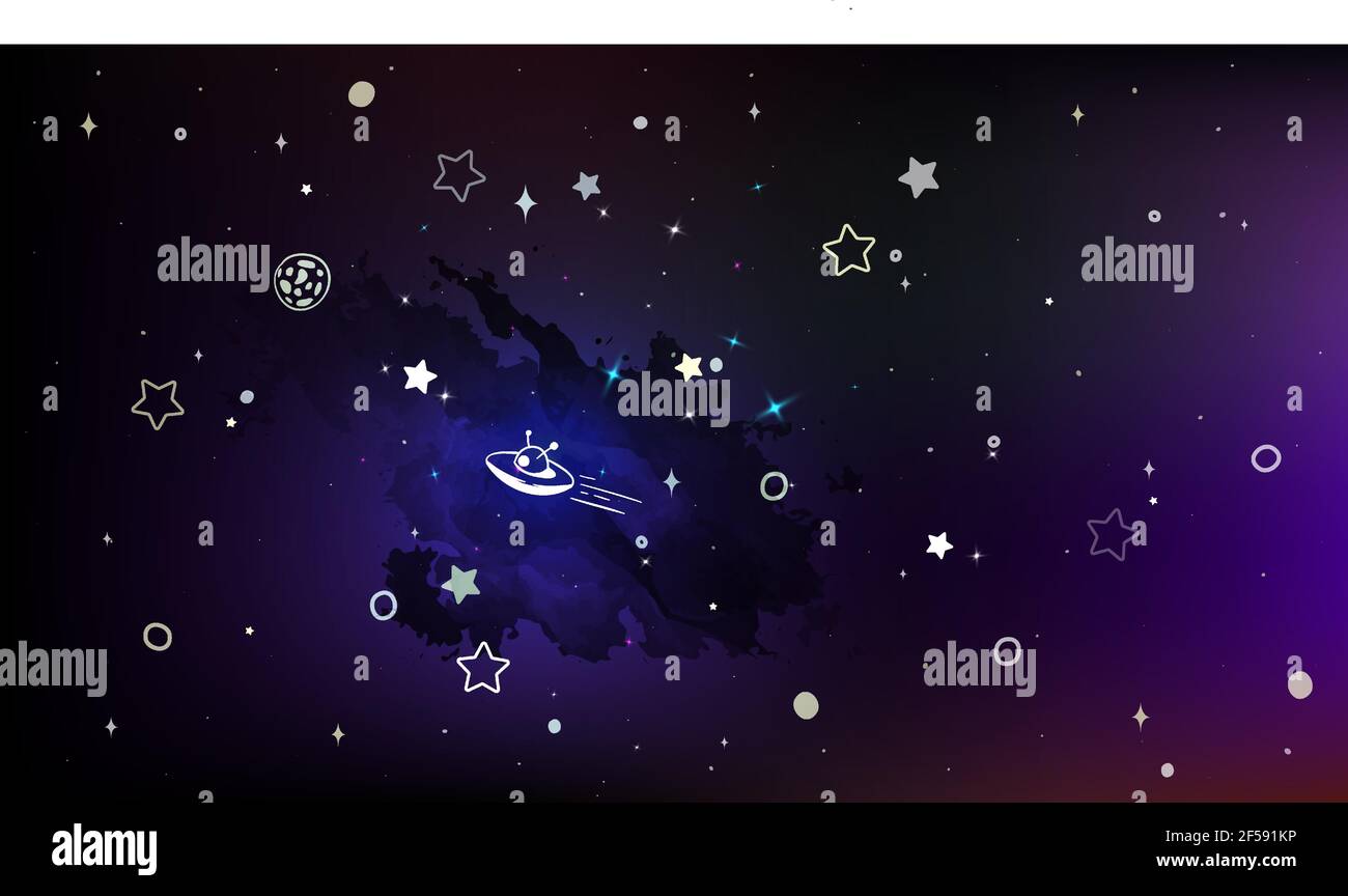 Blue and purple background with cosmic seamless pattern background vector illustration. Stock Vector