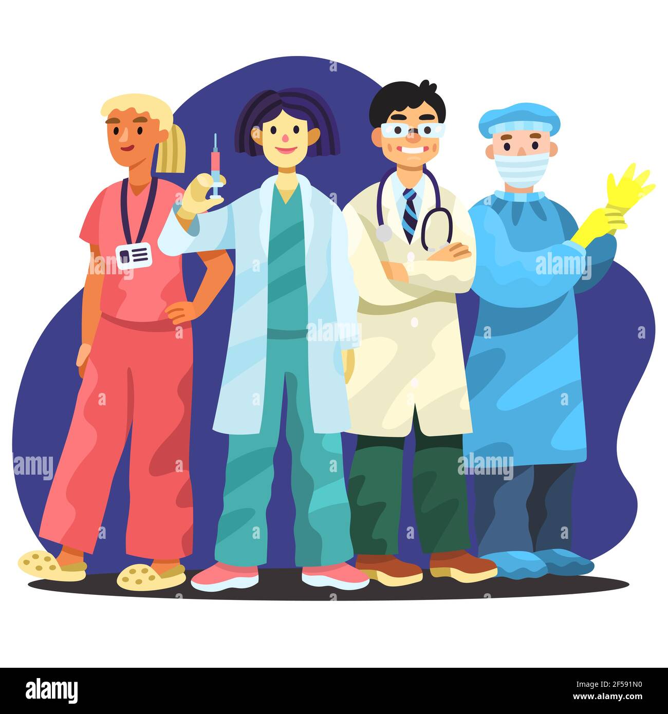 Cartoon Healthcare Professionals Vector Illustration Stock Vector Image