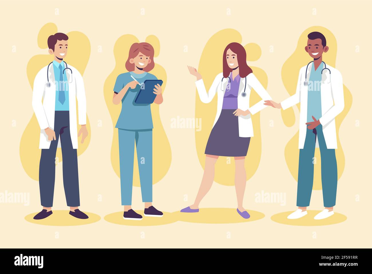 Flat doctors and nurses group Vector illustration Stock Vector Image ...