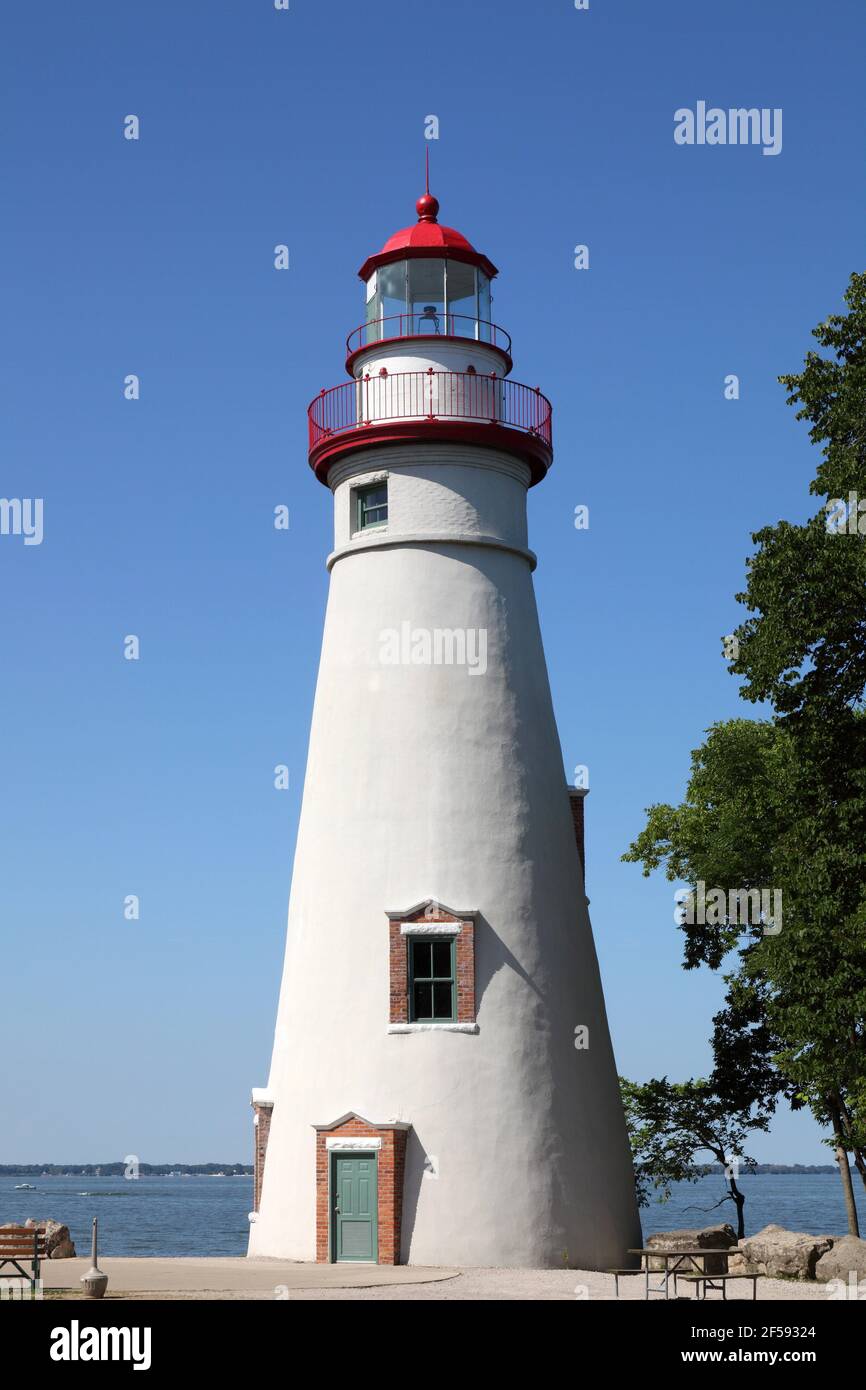 geography / travel, USA, Ohio, Marblehead Halbinsel, Marblehead Light (1821), Marblehead, Lake Eri, Additional-Rights-Clearance-Info-Not-Available Stock Photo