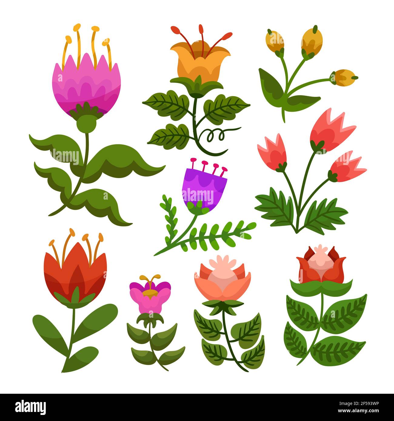 Hand drawn flower collection Vector illustration Stock Vector Image ...