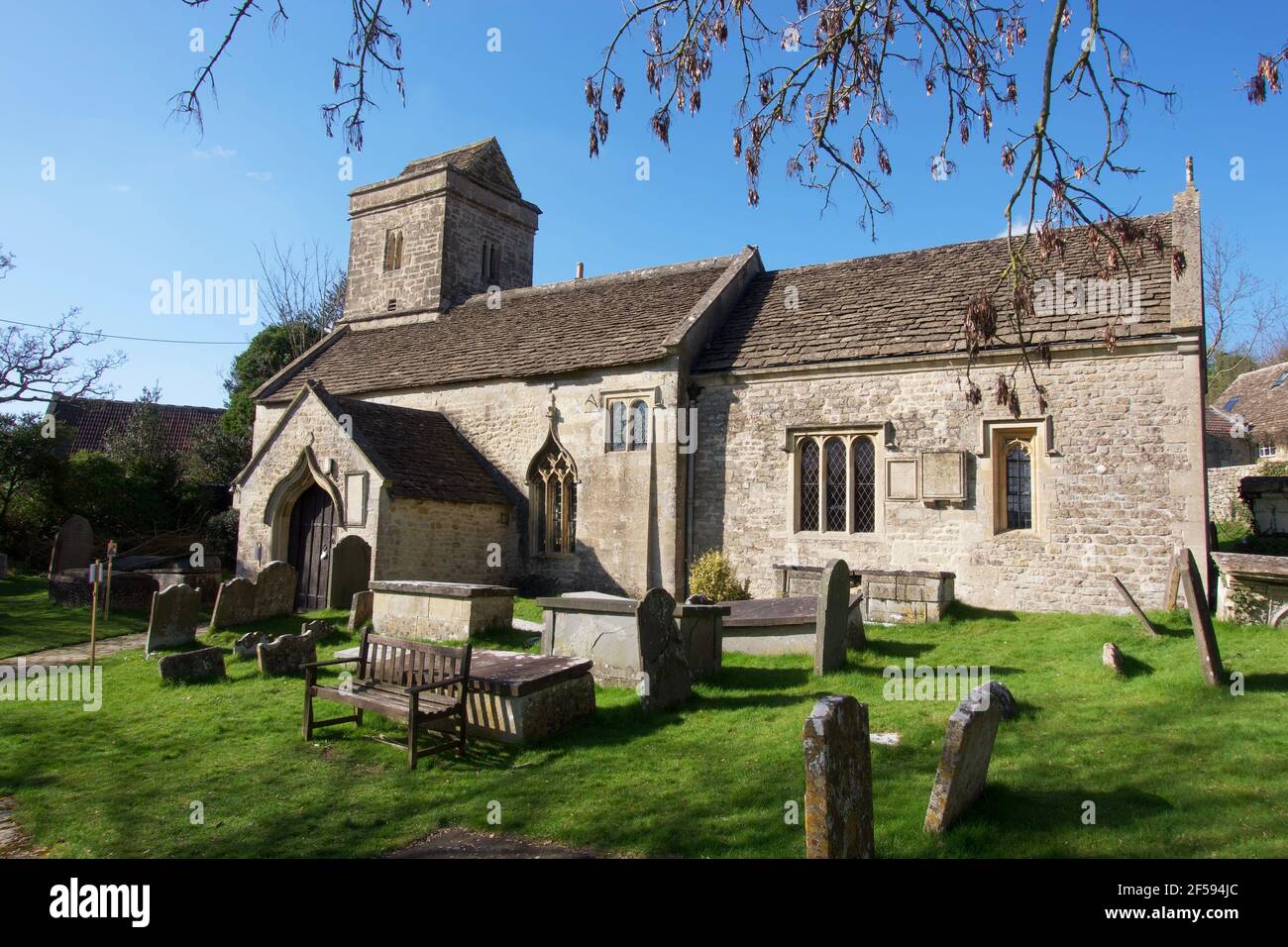 An old English church in the English Countryside on a sunny Springtime day Stock Photo