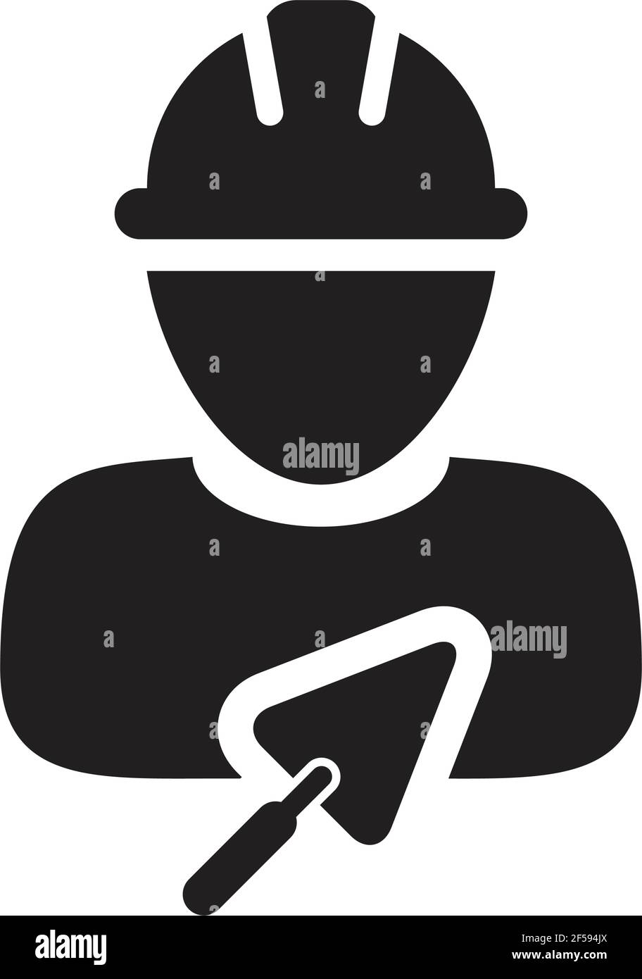 Worker icon with trowel vector male construction builder contractor ...