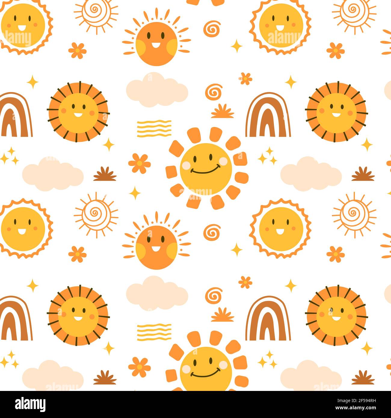 Hand drawn sun pattern Vector illustration Stock Vector Image & Art - Alamy
