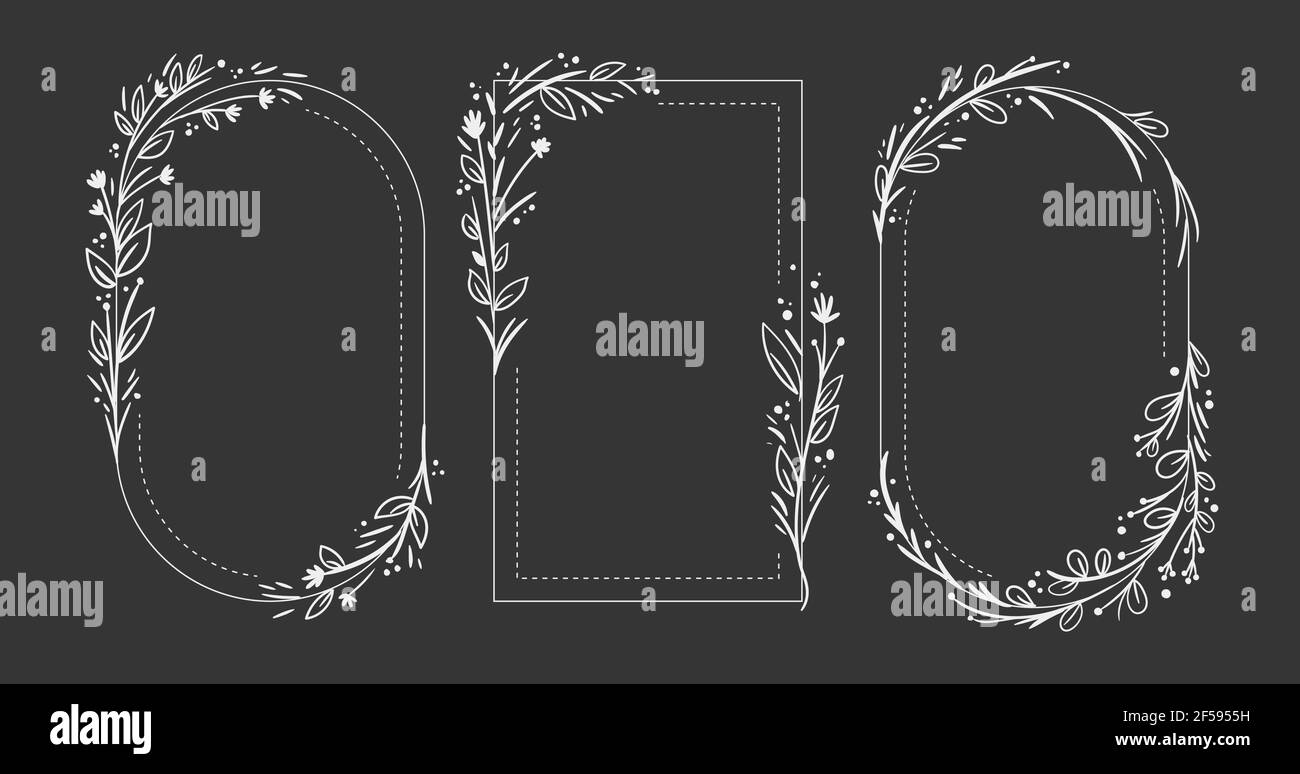 Hand drawn floral frame collection Vector illustration Stock Vector ...