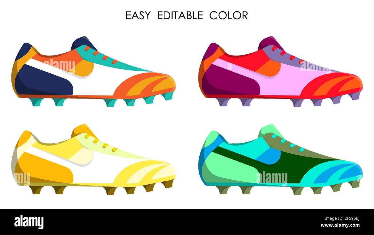 Rough sleep pianist fake Color classic soccer, football boot, spiked sneaker in cartoon style.  Isolated vector on white background Stock Vector Image & Art - Alamy