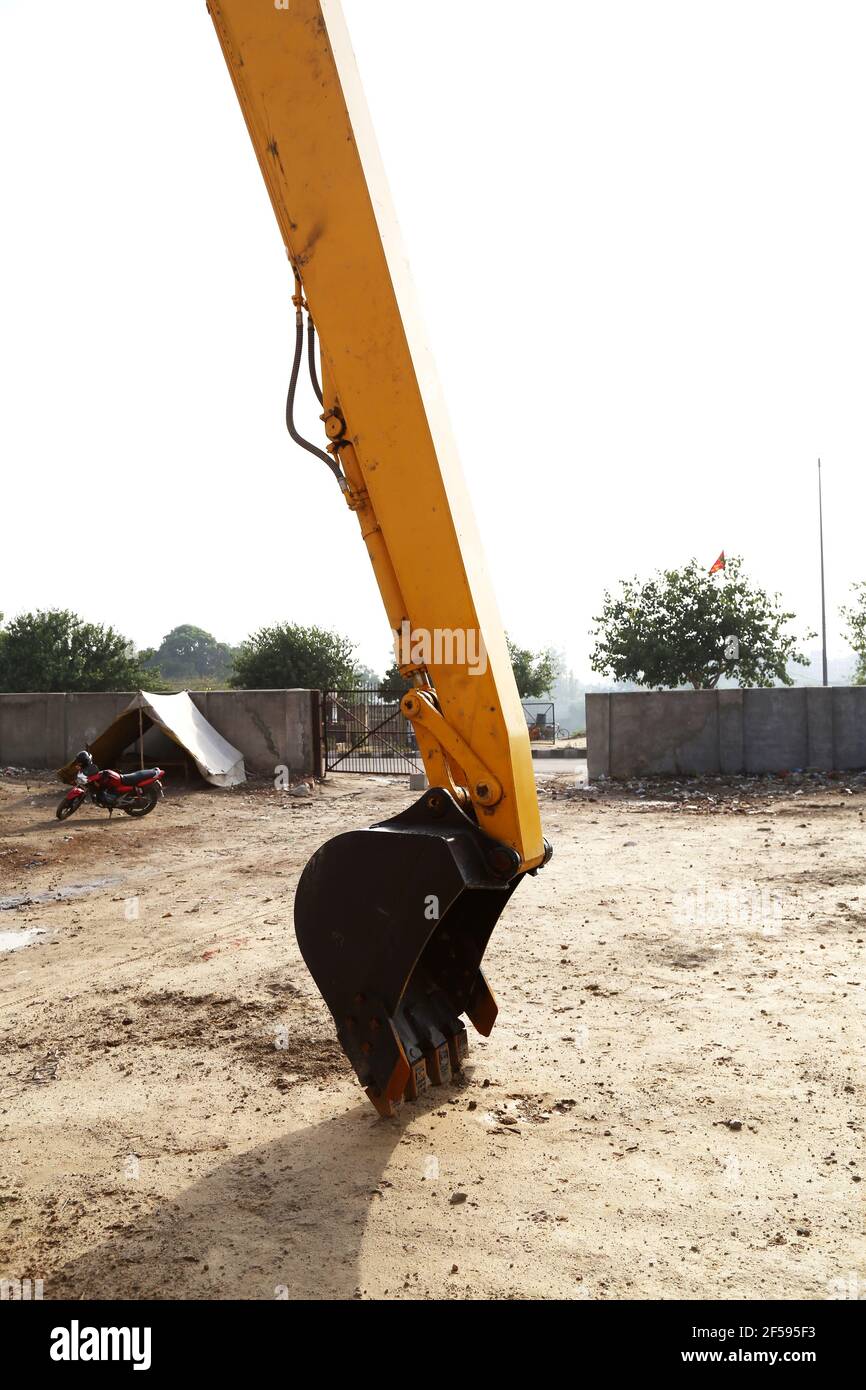 Hydraulic Excavator Scoop Close-Up Stock Photo