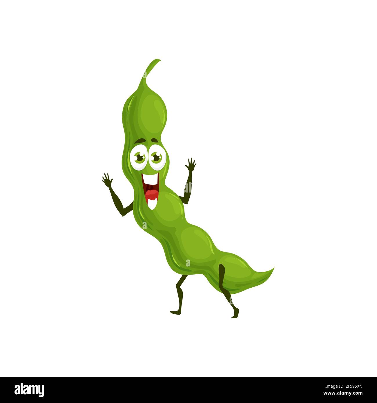 Closed pea pod comic character green kids legume Stock Vector