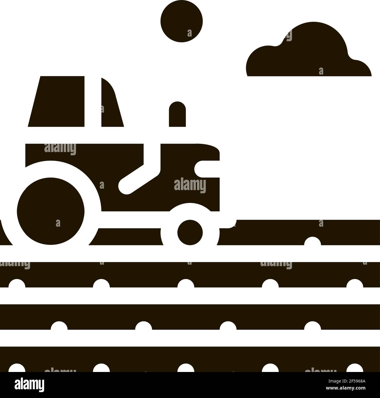 tractor on field icon Vector Glyph Illustration Stock Vector Image ...