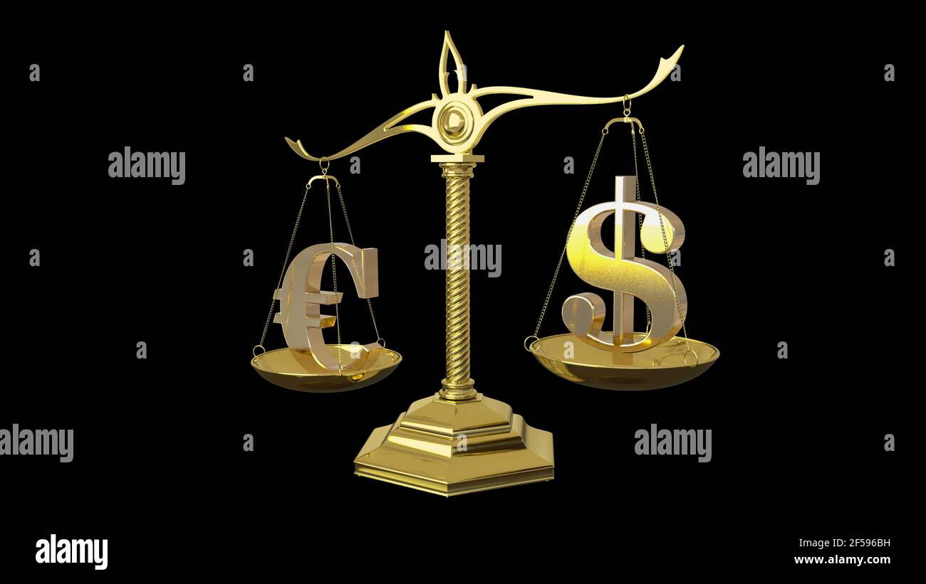 Golden euro and dollar signs 3D render Stock Photo - Alamy