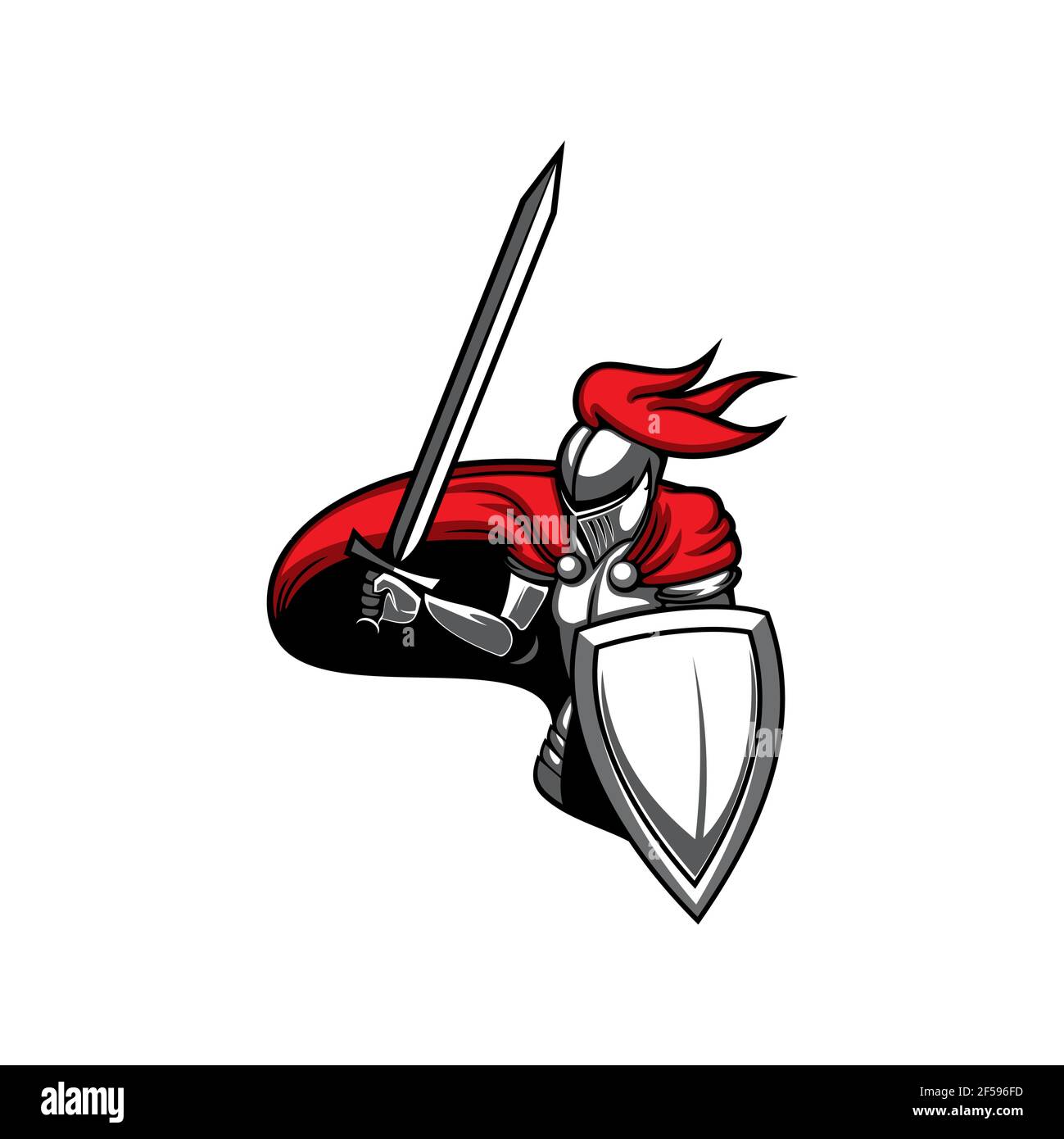 Medieval knight, heraldic mascot vector icon. Stock Vector
