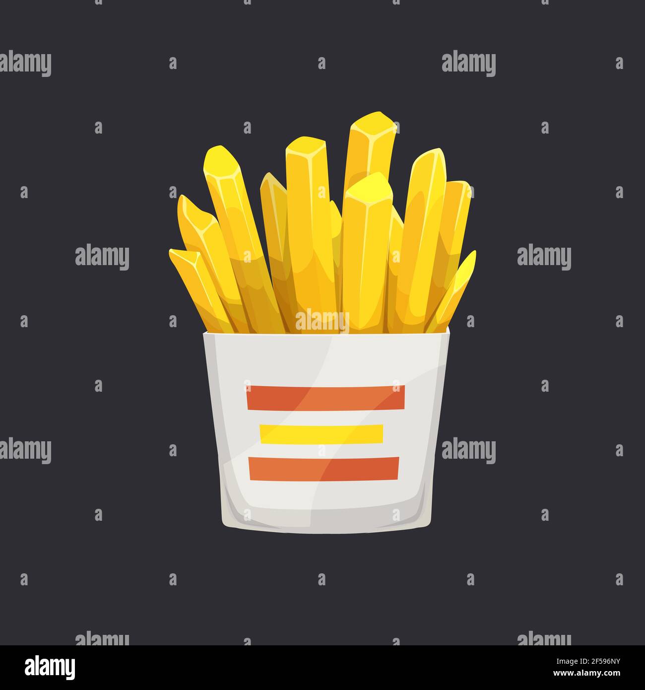 Fried potatoes in box isolated fastfood snack icon Stock Vector