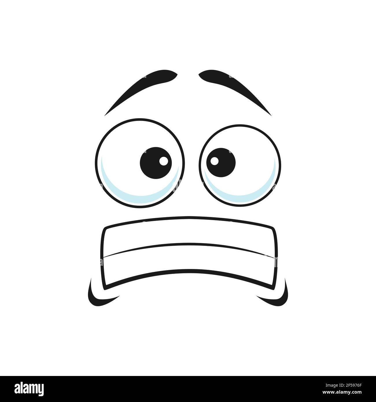 Cartoon face vector frightened emoji fear or worry - Stock