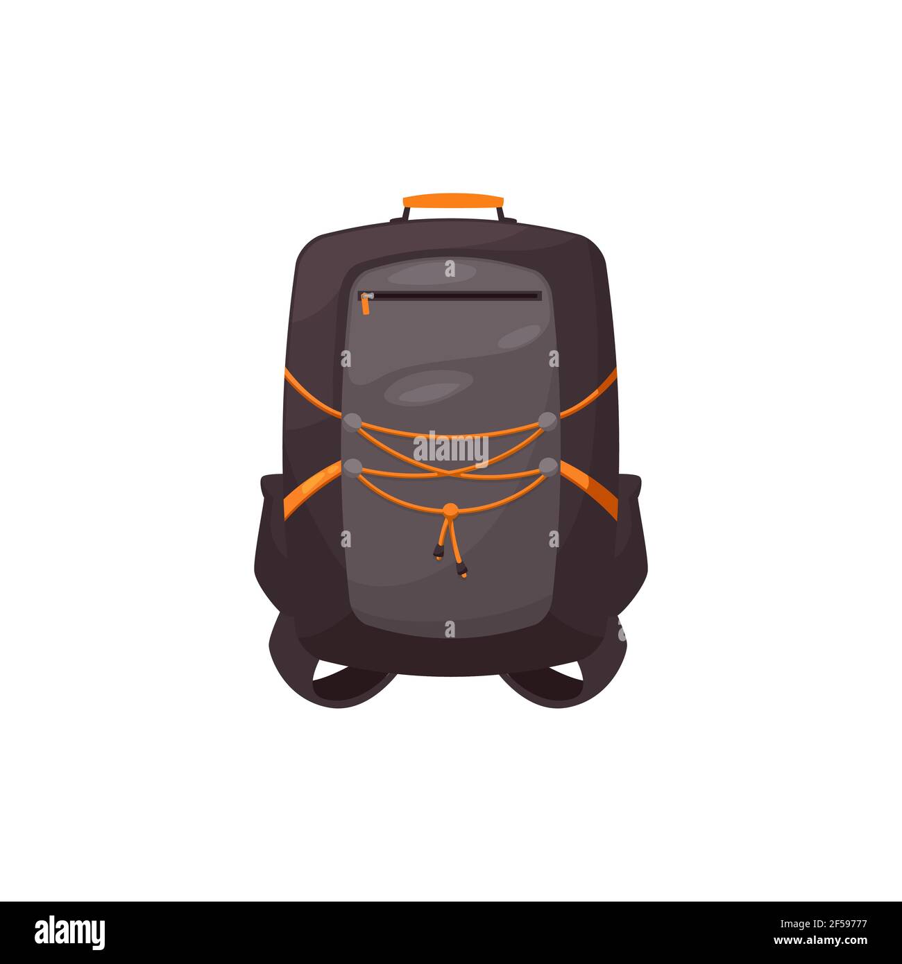 Kids schoolbag isolated icon, brown color knapsack Stock Vector