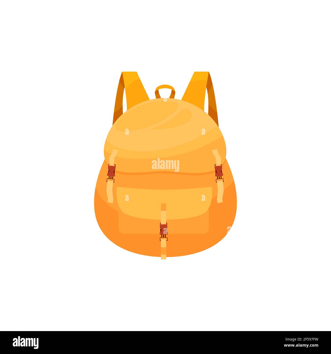 Kids orange schoolbag isolated cartoon vector icon Stock Vector