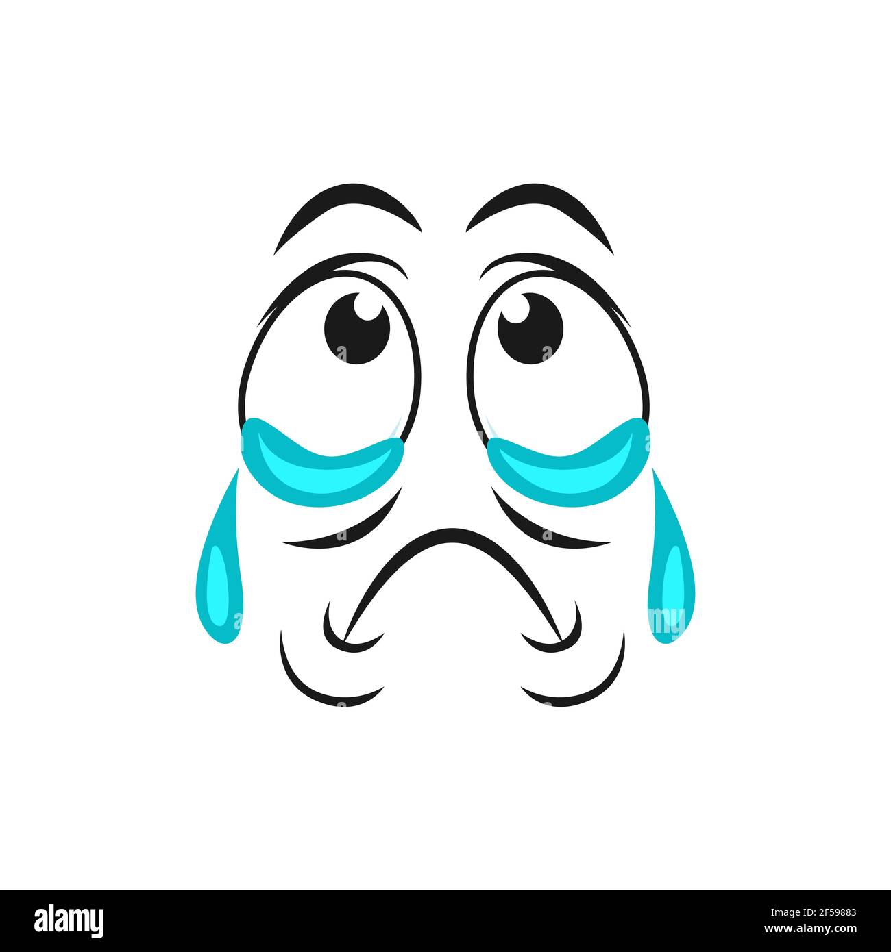 Cartoon crying face, sad emoji with tears dripping Stock Vector Image & Art  - Alamy
