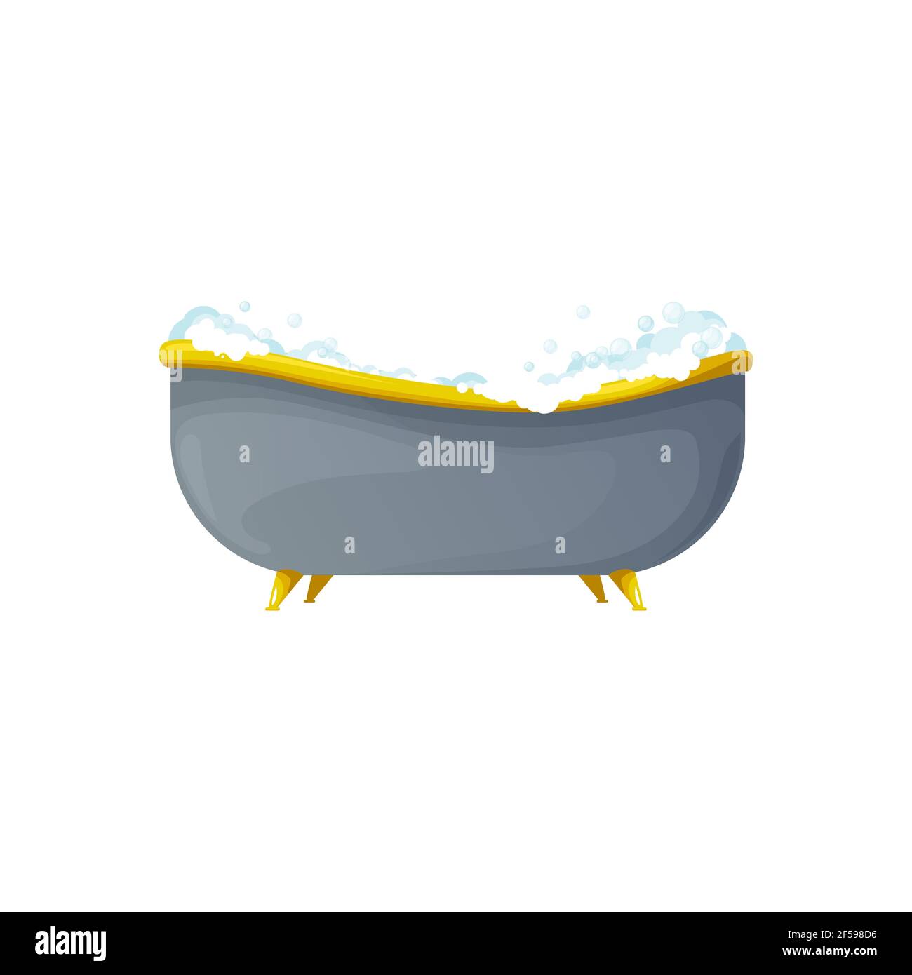 Bathtub bathroom interior object, soapy bubbles Stock Vector