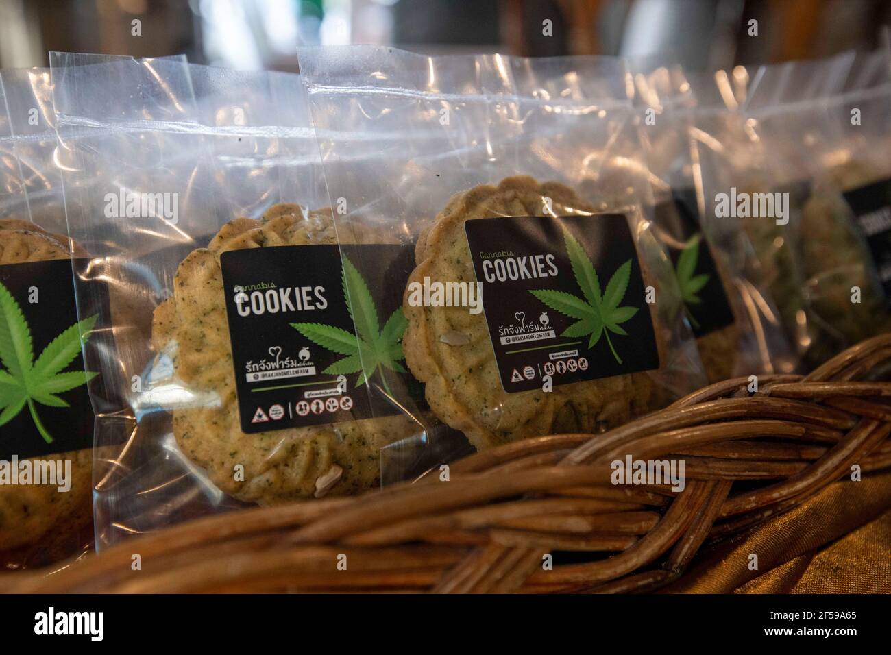 Wang Nam Khiao Nakhon Ratchasima Thailand 25th Mar 21 Packaged Cookies Made With Cannabis The Rak Jang Farm In Nakhon Ratchasima Korat Is One Of The First Farms In Thailand To Be