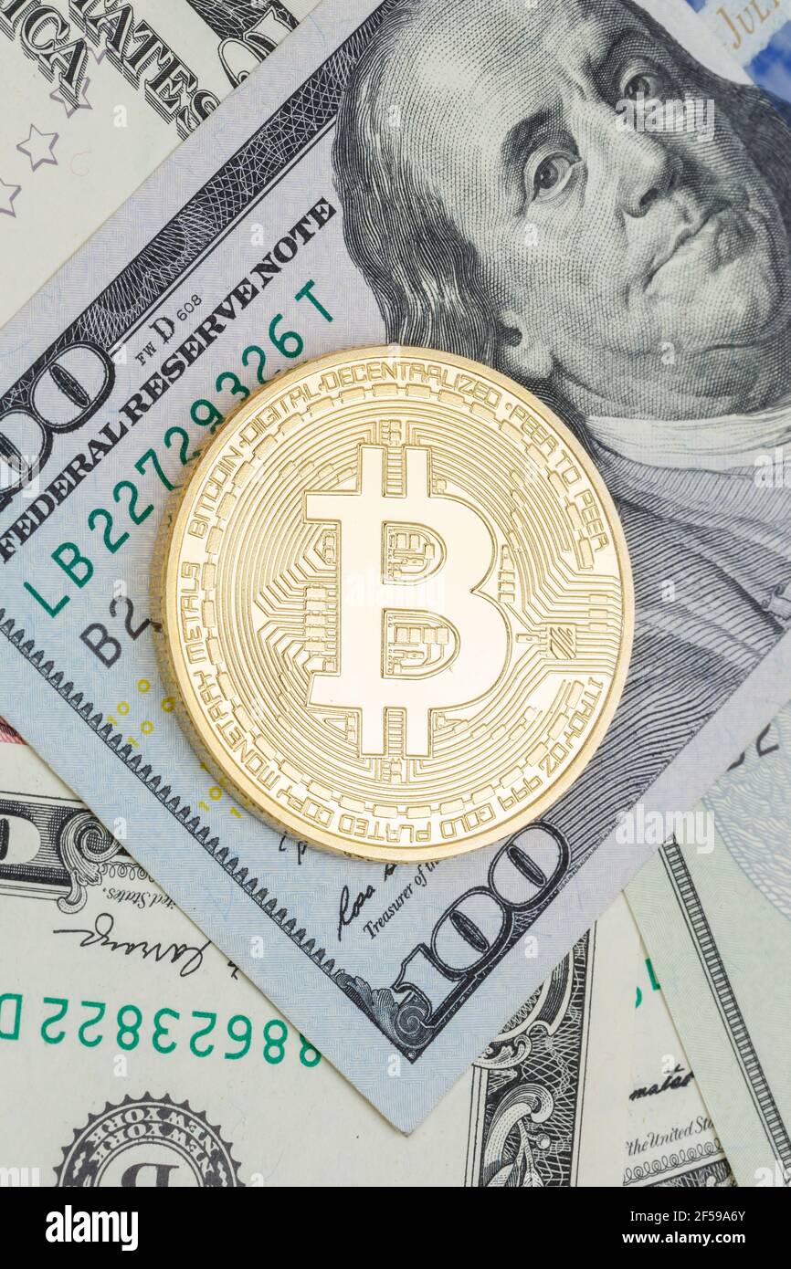 Bitcoin crypto currency paying online pay digital money cryptocurrency  Dollar business finances portrait format bit coin Stock Photo - Alamy