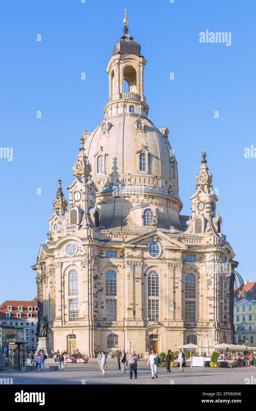 geography / travel, Germany, Dresden, Frauenkirche (Church of Our Lady), Neumarkt, Additional-Rights-Clearance-Info-Not-Available Stock Photo