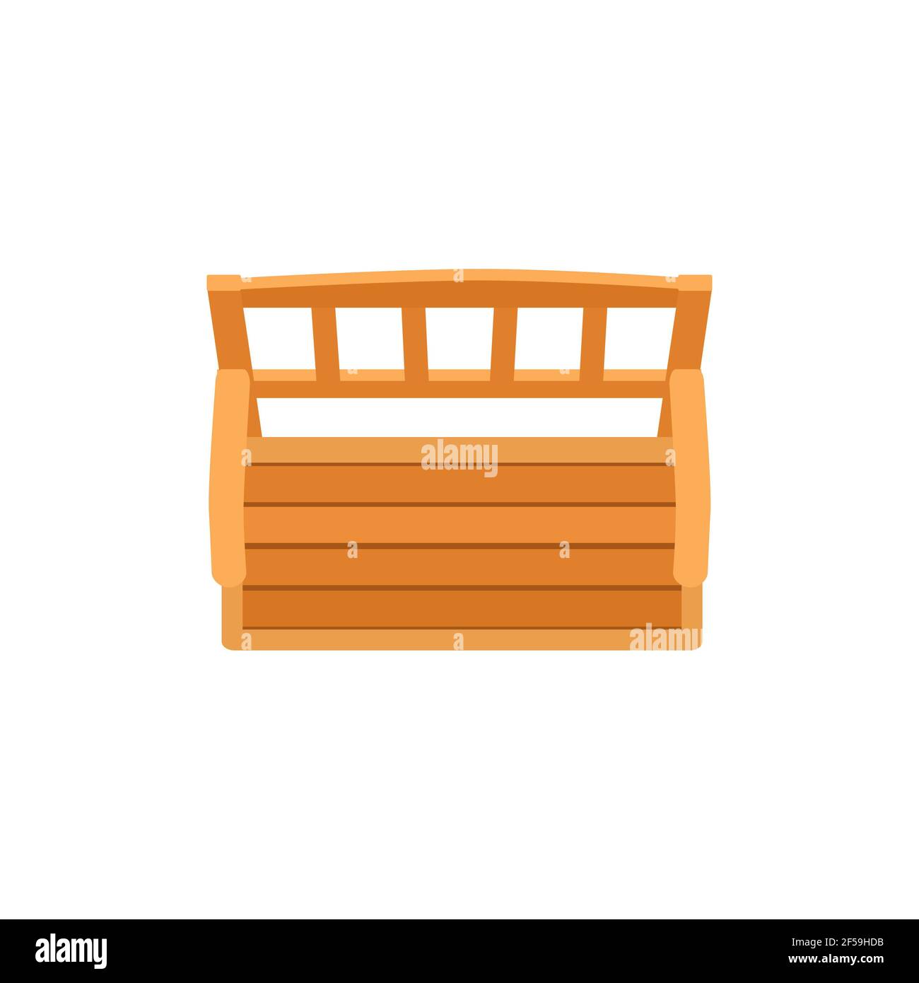 Top view garden and park furniture. Wooden bench isolated on white  background. Cartoon flat style. Vector illustration Stock Photo - Alamy