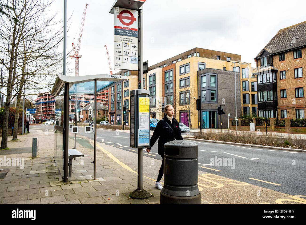 Empty street bus stop hires stock photography and images Alamy