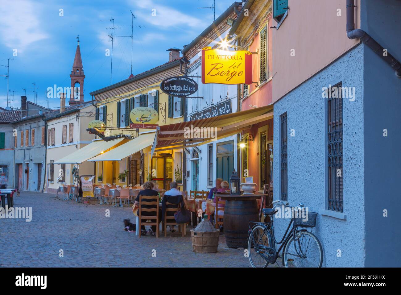 geography / travel, Italy, Comacchio, via left A. Muratori, fish restaurant, Additional-Rights-Clearance-Info-Not-Available Stock Photo