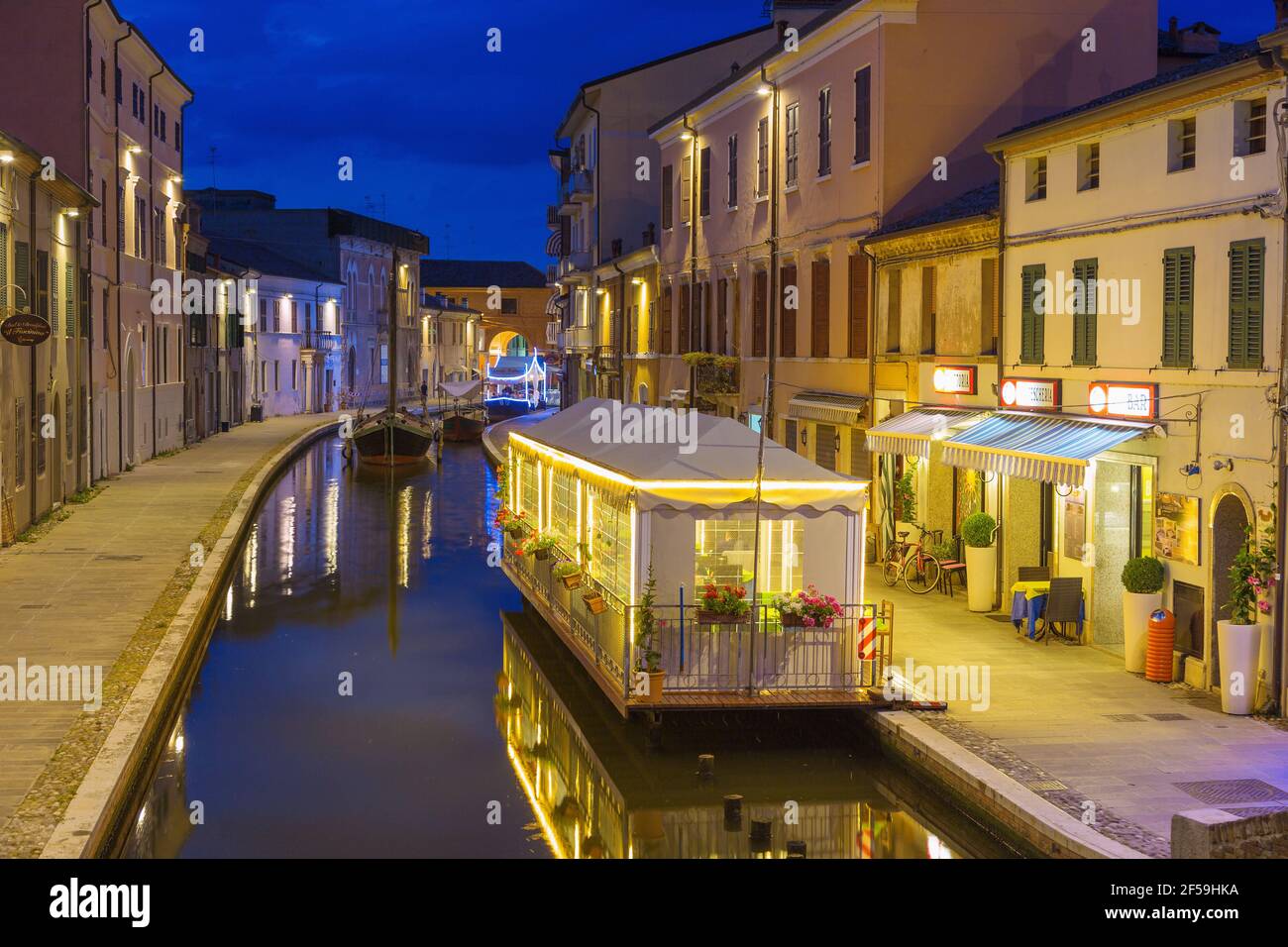 geography / travel, Italy, Comacchio, via Fogli, fish restaurant, Additional-Rights-Clearance-Info-Not-Available Stock Photo