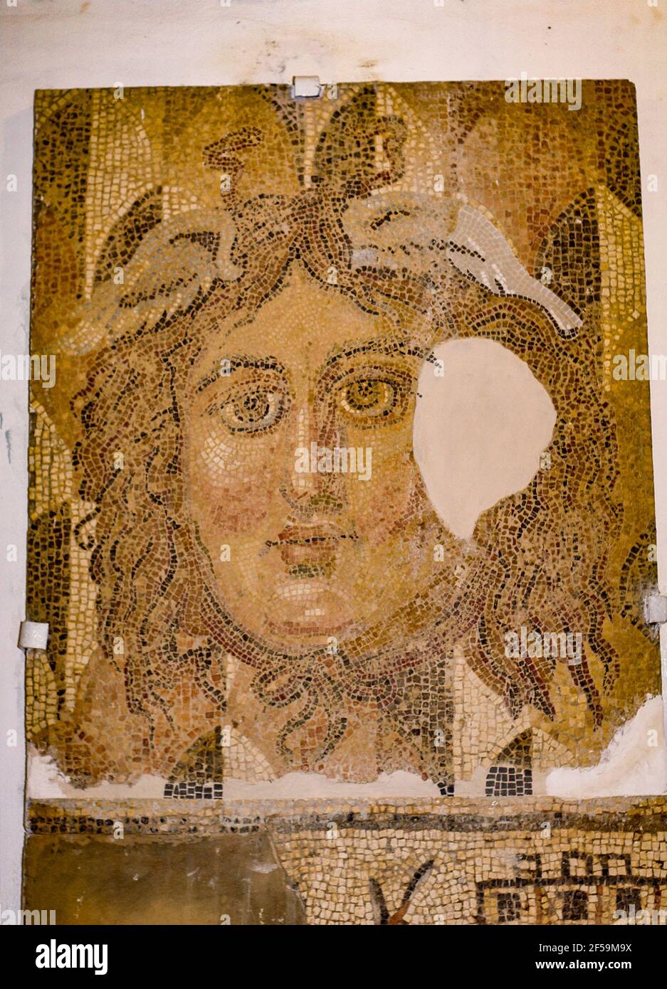head, mosaic, Cyrene Museum, Libya Stock Photo