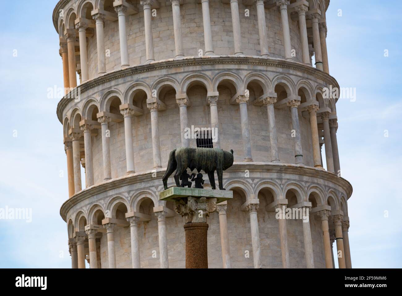 The leaning tower of Pisa, The square of Miracles Piazza dei Miracoli in Pisa, Tuscany, Italy Stock Photo