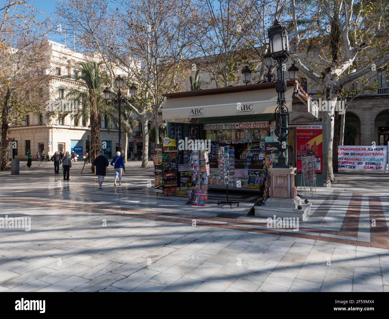 A magazine and refreshments kiosk in Plaza Nueva Seville Spain Stock Photo