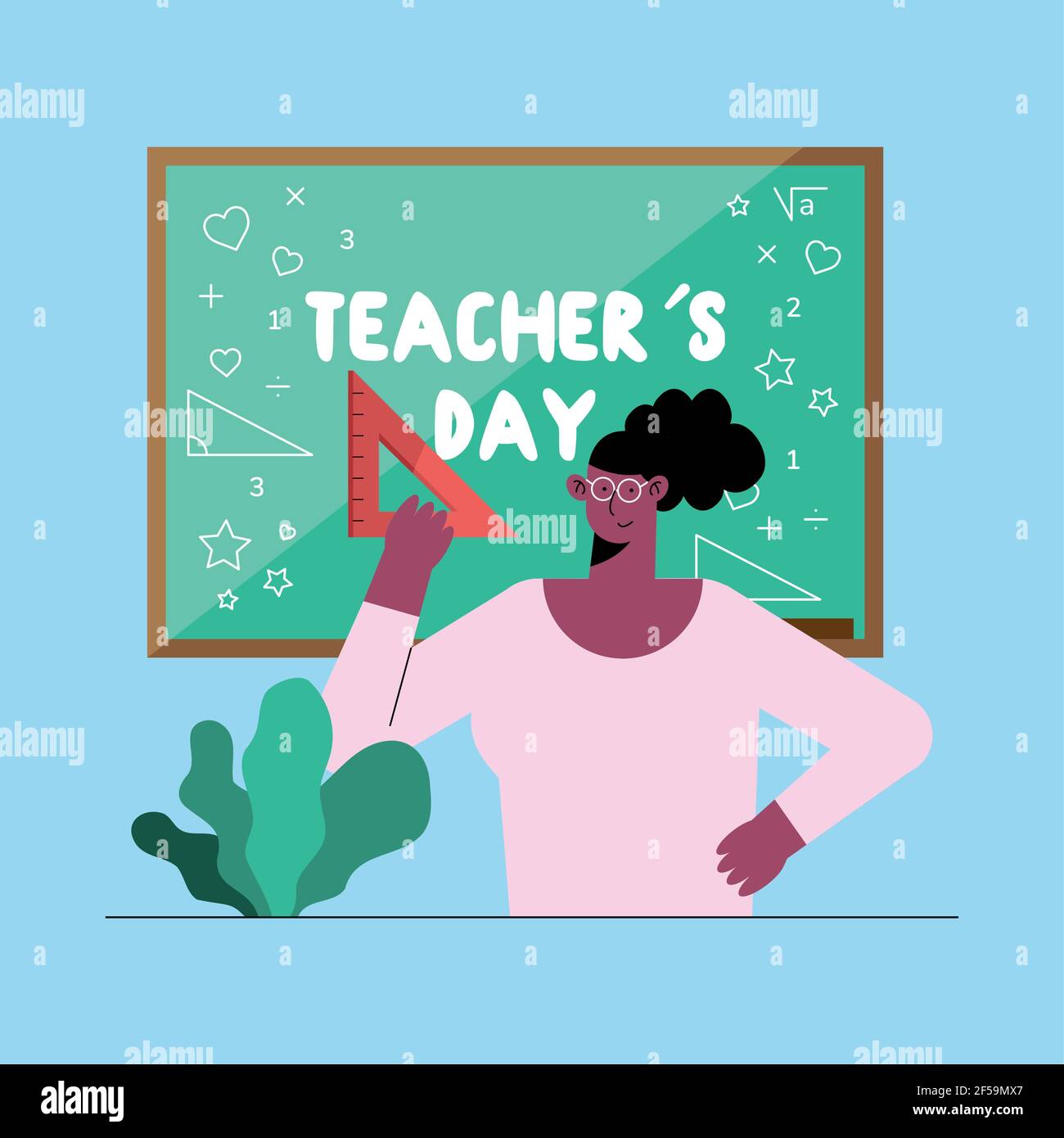 afro female teacher with chalkboard Stock Vector Image & Art - Alamy
