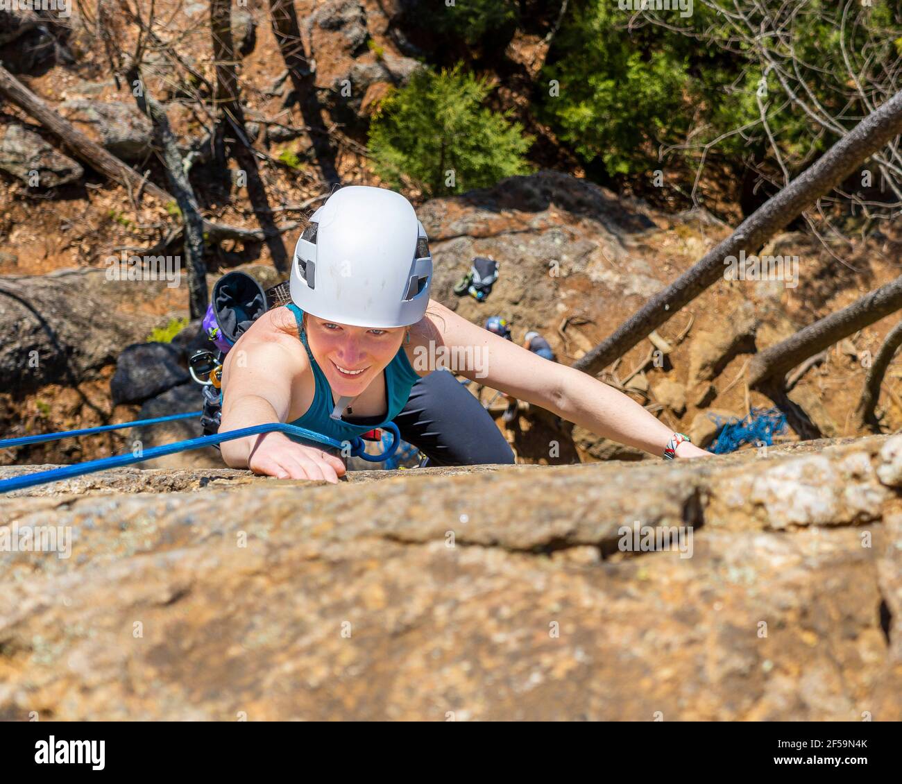 Rock climbing in Camden, Maine Stock Photo Alamy
