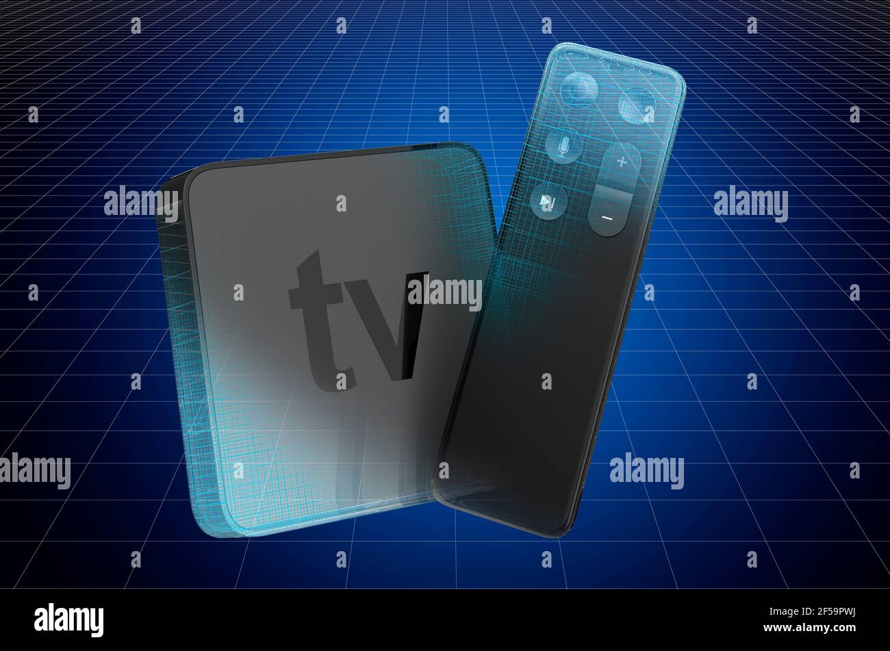 Visualization 3d cad model of digital media player, blueprint. 3D