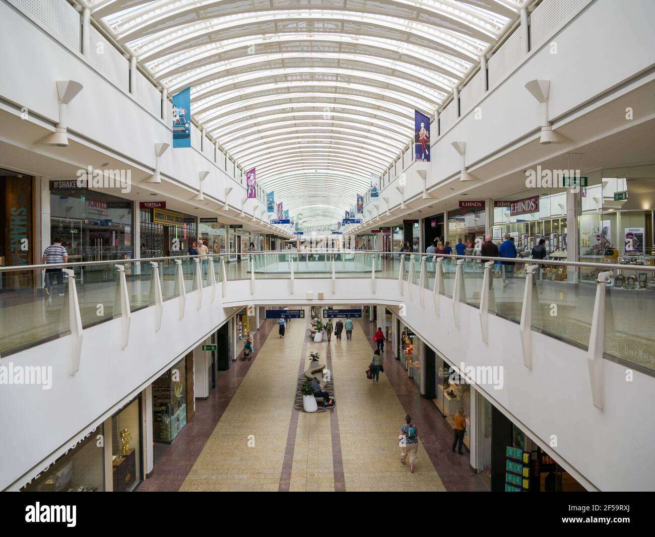 Shoppers in The Mall out of town shopping centre at Cribbs Causeway near Bristol, England. Stock Photo