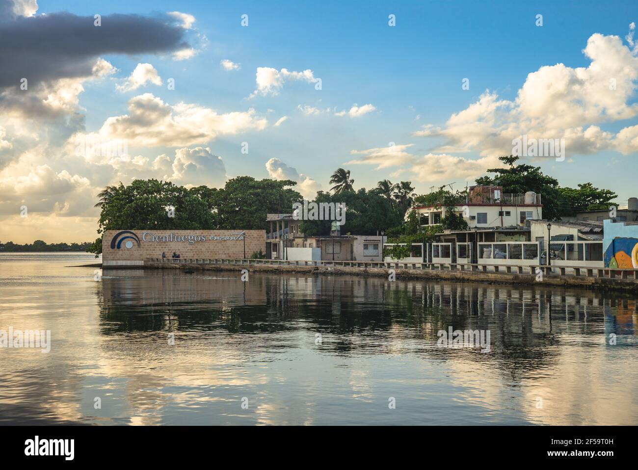 October 30, 2019: coastal scenery of Cienfuegos Bay, a bay in the Caribbean Sea located in Cienfuegos Province on the southern coast of Cuba, served a Stock Photo