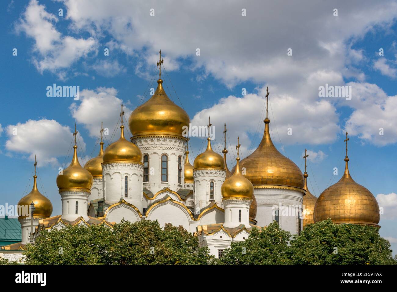 The Cathedral of the Annunciation and The Cathedral of the Dormition in Moscow, Russia Stock Photo