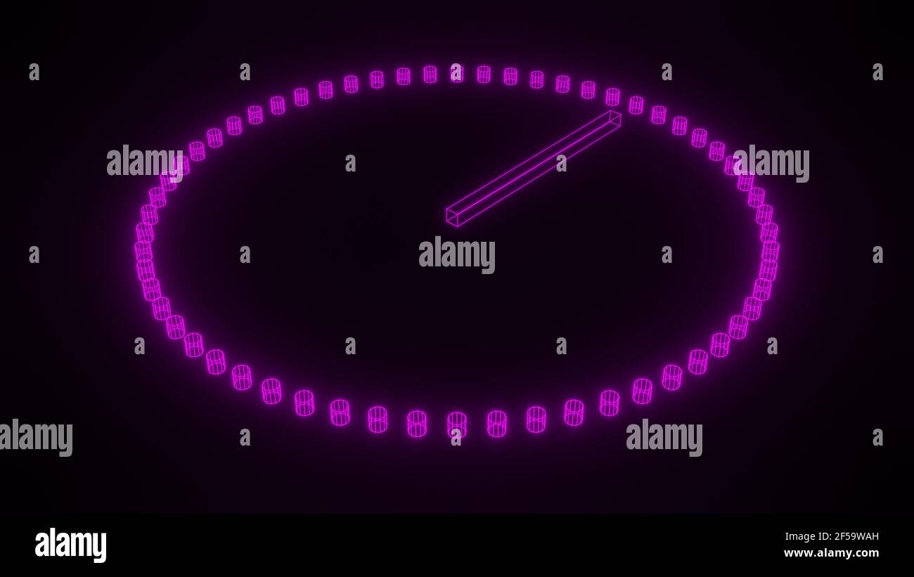 Stopwatch oval 3D dial, neon glow in perspective, discrete, 3D ...