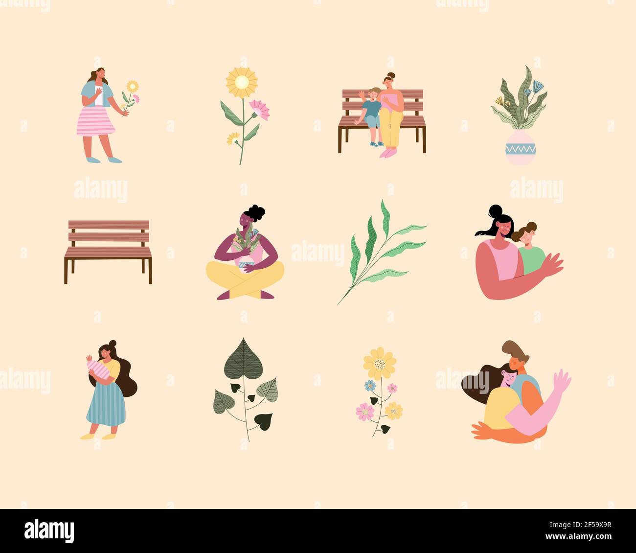 six moms and set icons Stock Vector Image & Art - Alamy