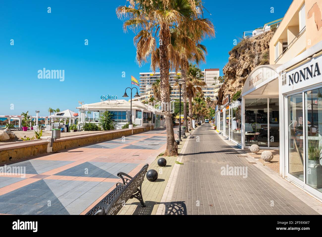 Seaside promenade Paseo de Maritimo in Torremolinos. Andalusia, Spain Stock Photo