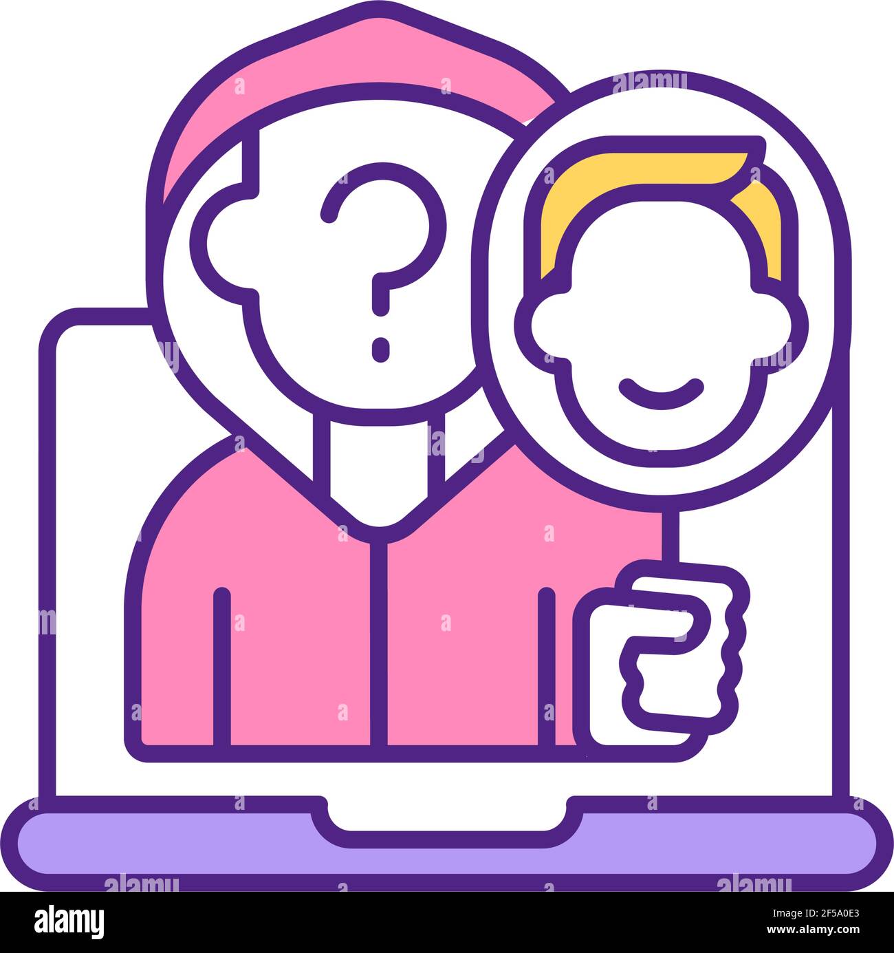 Fake user on dating app RGB color icon. Stock Vector