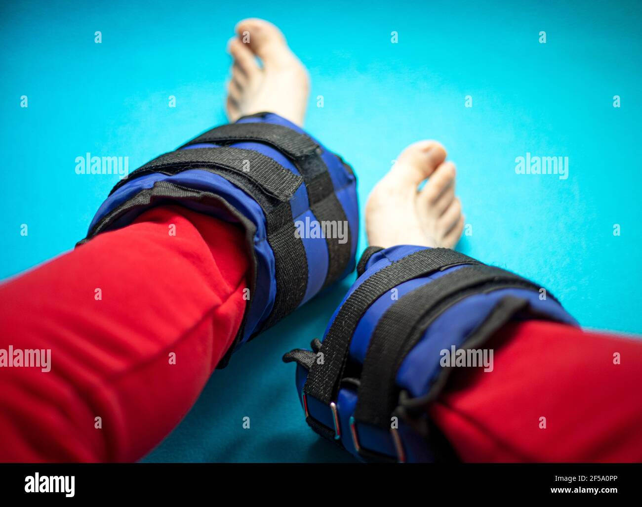 Sandbags with adjustable weight for exercising the muscles of the legs and arms. Super and the best training for wrist and ankle Stock Photo Alamy
