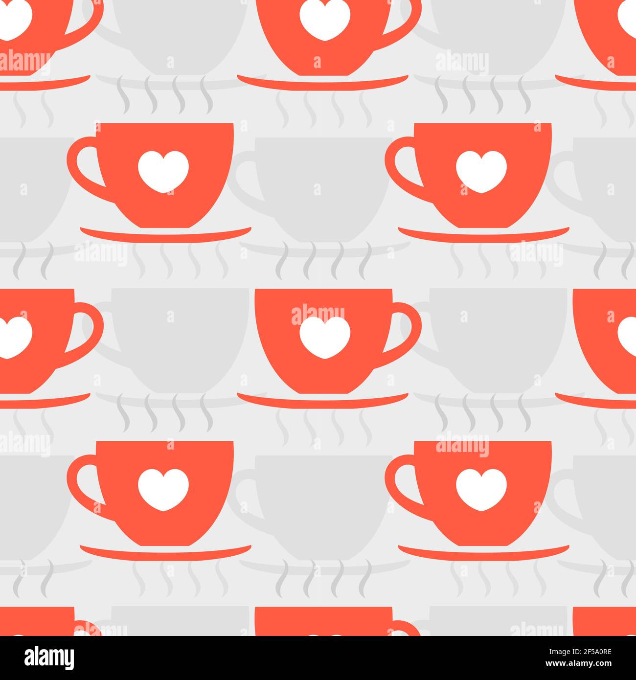 Red cups Valentines Day pattern. Vector illustration Stock Vector