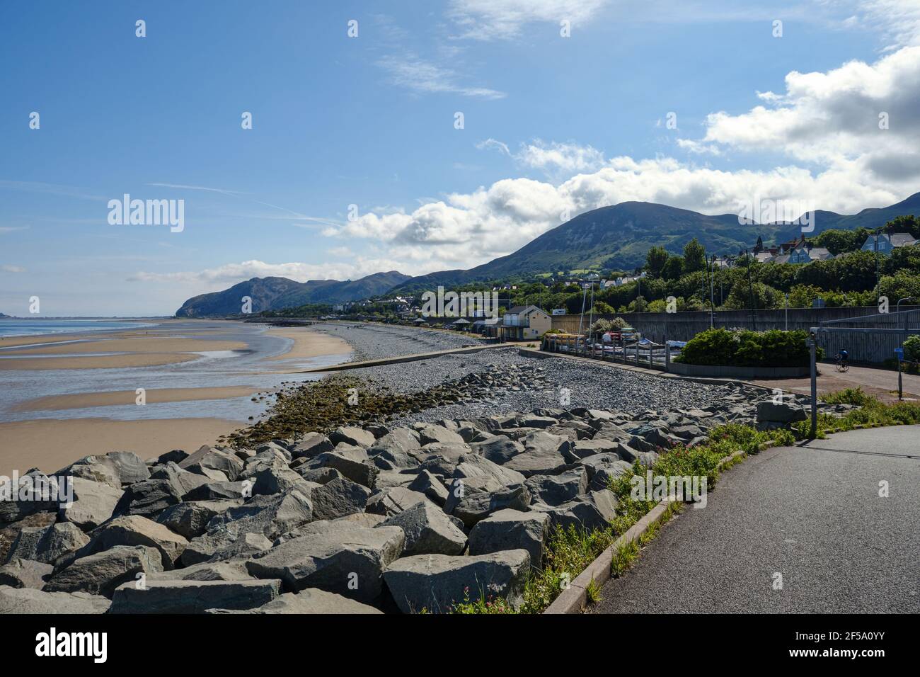 The seafront at Penmaenmawr looking towards Conway Stock Photo
