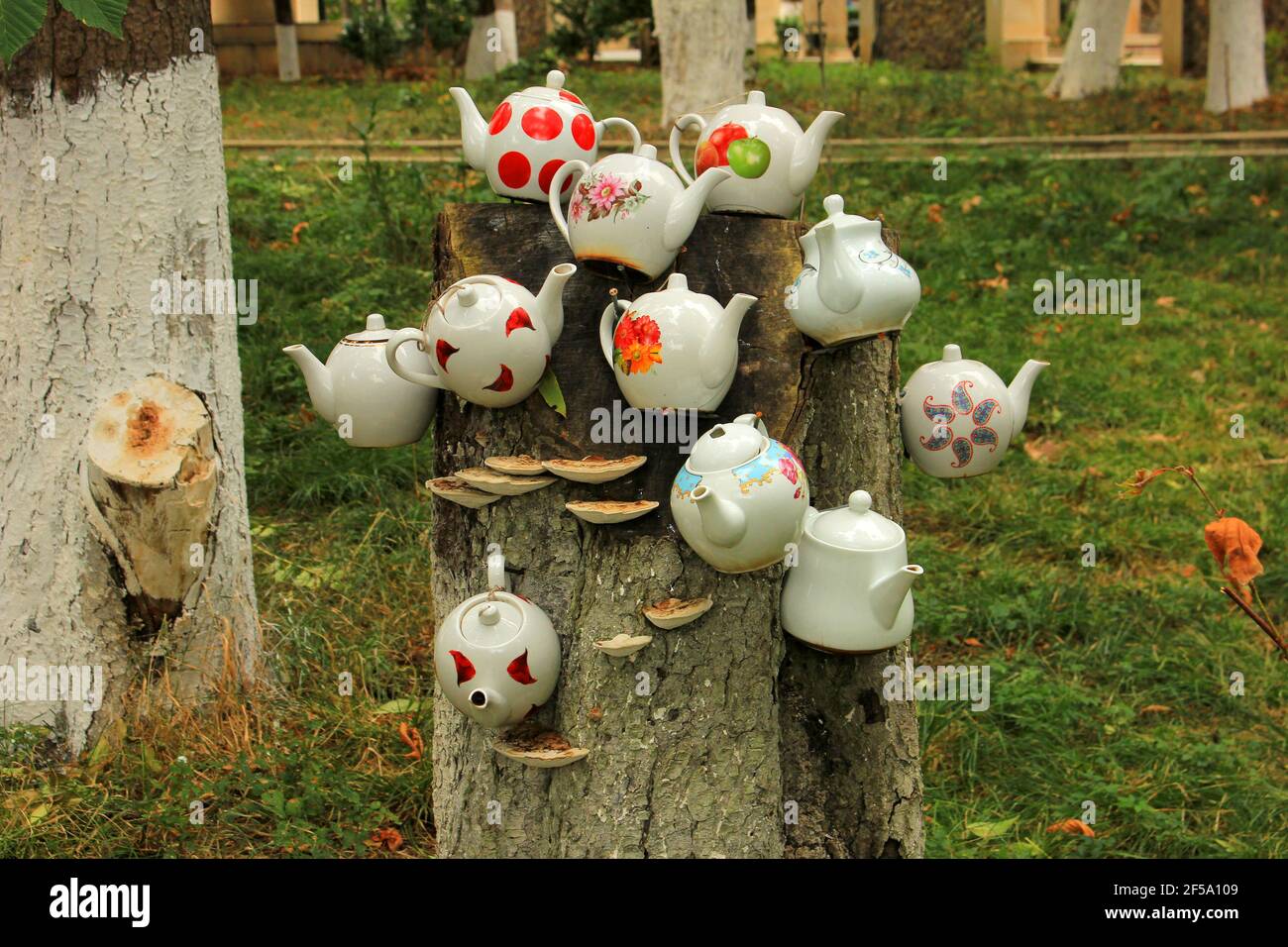 The city of Guba. Azerbaijan. 09.12. 2020 year. Arrangement of teapots ...