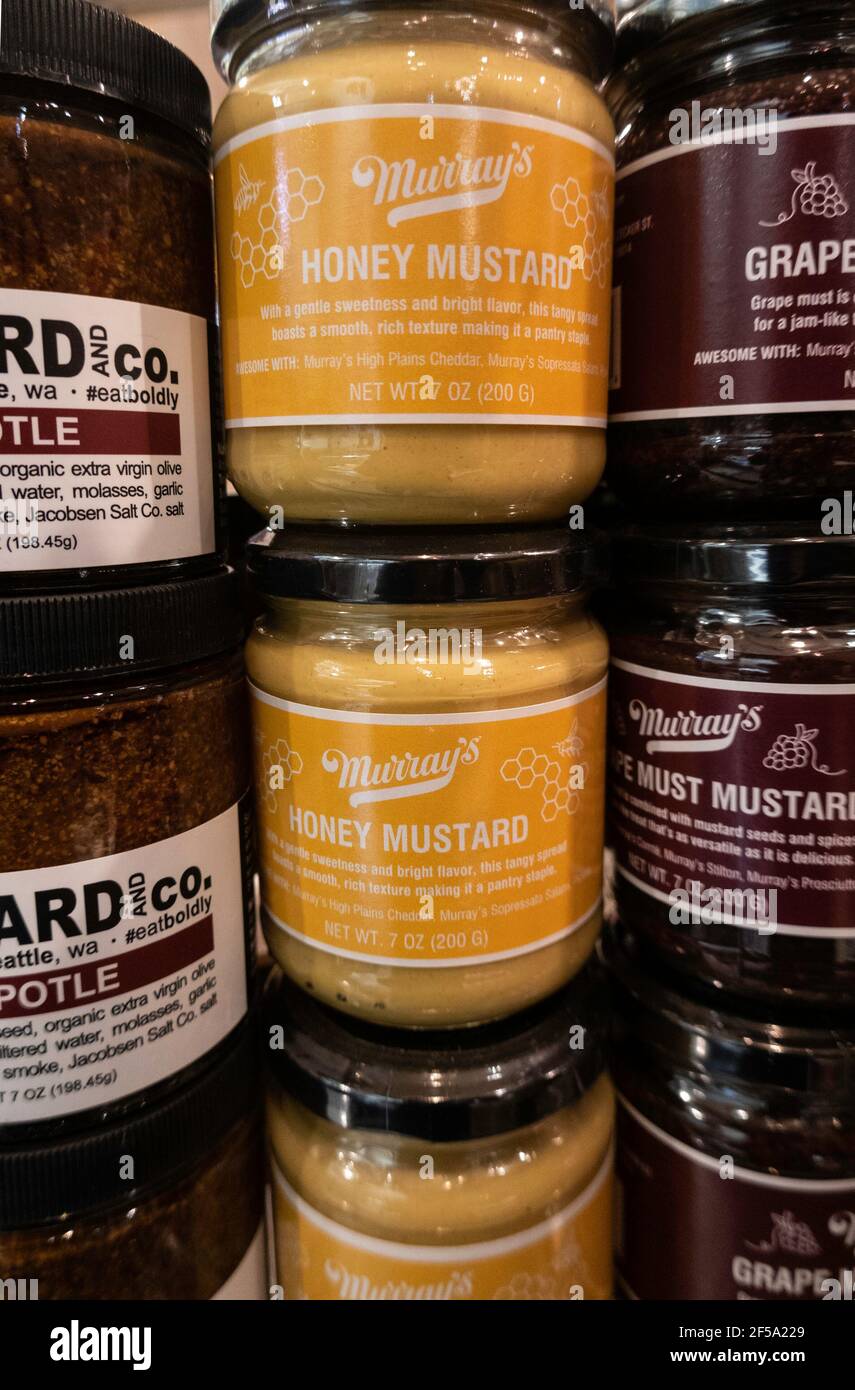 Murray's Cheese shop is in Grand Central Market, offering gourmet food items, NYC, USA Stock Photo